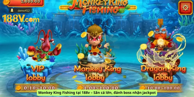 Monkey King Fishing tại 188v – Săn cá lớn, đánh boss nhận jackpot